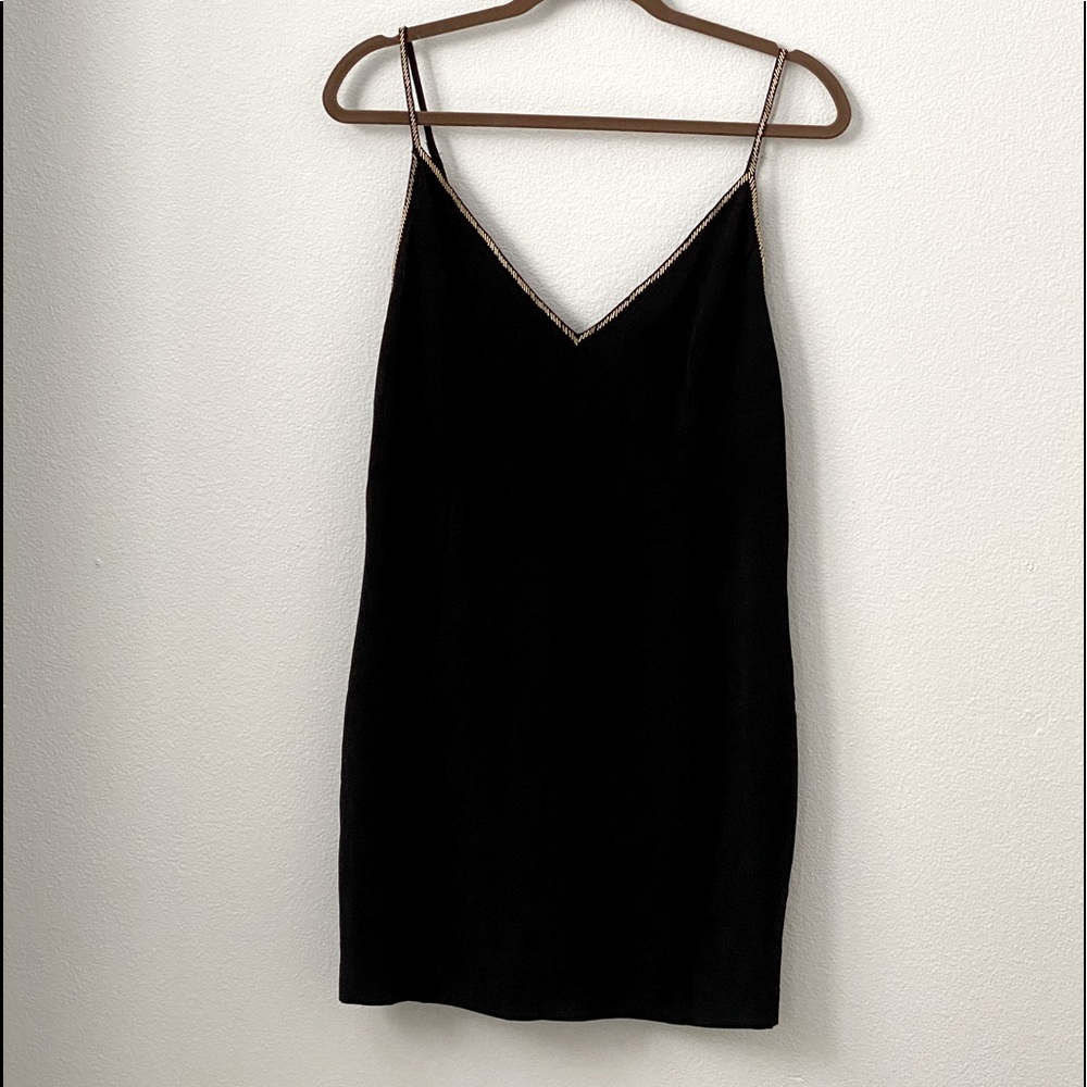 Black Cocktail Dress with Gold Trim - Get ready for your New Years Eve party!